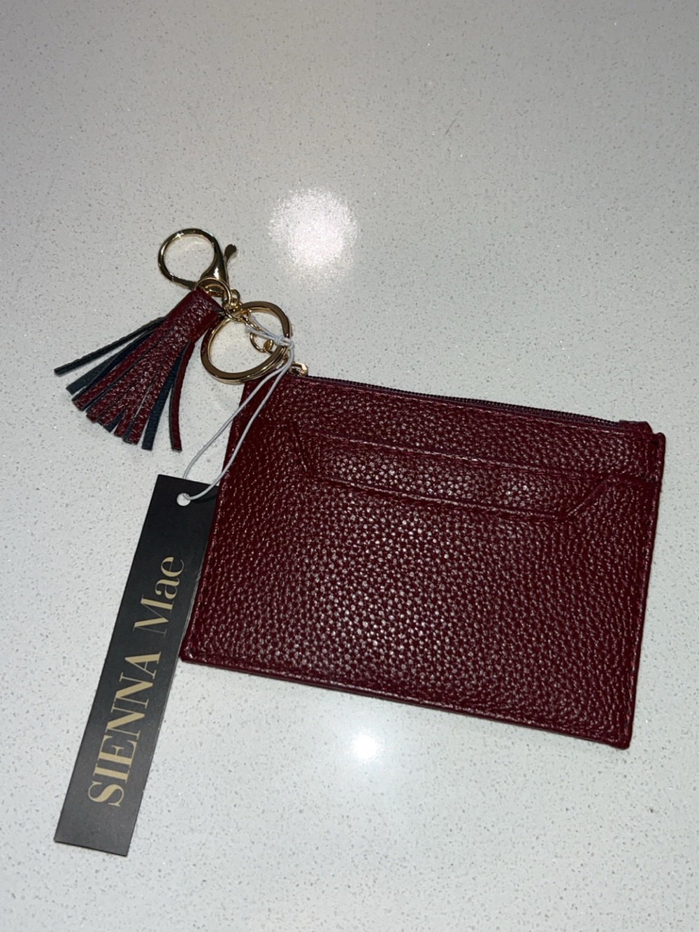 Sienna Mae Burgundy Card & Key Holder with Tassel